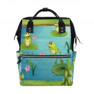 WOZO Three Frog Pond Water Lily Flower Multi-function Diaper Bags Backpack Travel Bag