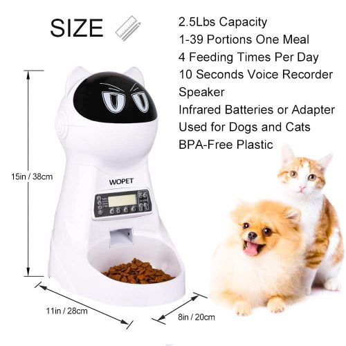  WOpet Pet Feeder,Automatic Cat Feeder Pet Food Dispenser Feeder Medium Large Cat Dog4 Meal, Voice Recorder Timer Programmable,Portion Control