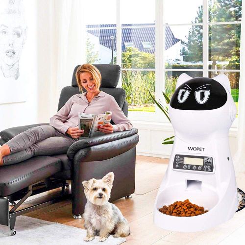  WOpet Pet Feeder,Automatic Cat Feeder Pet Food Dispenser Feeder Medium Large Cat Dog4 Meal, Voice Recorder Timer Programmable,Portion Control