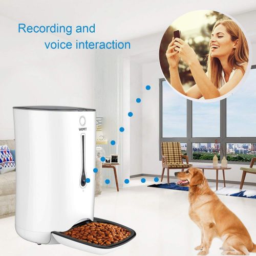  WOpet SmartFeeder,Automatic Pet Dog and Cat Feeder,6-Meal Auto Pet Feeder with Timer Programmable,HD Camera for Voice and Video Recording,Wi-Fi Enabled App for iPhone and Android