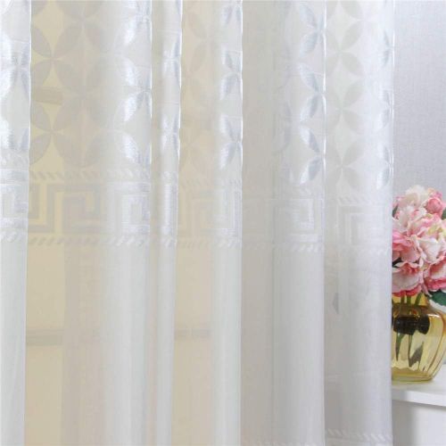  WPKIRA European Embroidered Floral Sheer Curtains Half Shading Screens Rod Pocket Sheer Curtains Bedroom Window Curtain Drapes Room Divider Tulle Sheer 1 Panel W75 x L96 inch