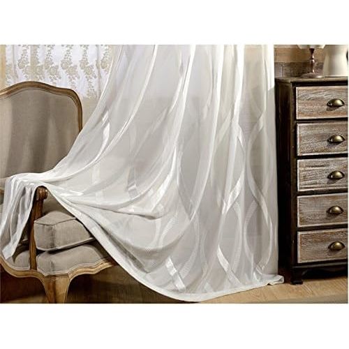  WPKIRA European Embroidered Floral Sheer Curtains Half Shading Screens Rod Pocket Sheer Curtains Bedroom Window Curtain Drapes Room Divider Tulle Sheer 1 Panel W75 x L96 inch