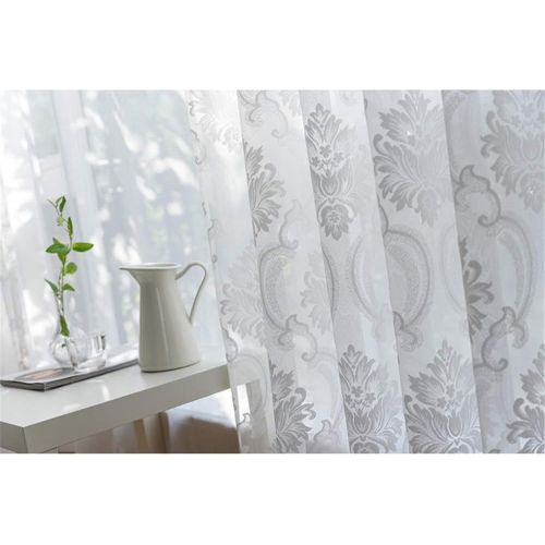  WPKIRA European Embroidered Floral Sheer Curtains Half Shading Screens Rod Pocket Sheer Curtains Bedroom Window Curtain Drapes Room Divider Tulle Sheer 1 Panel W75 x L96 inch