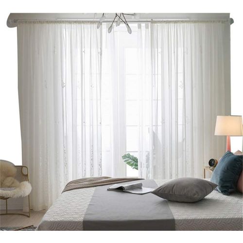  WPKIRA European Embroidered Floral Sheer Curtains Half Shading Screens Rod Pocket Sheer Curtains Bedroom Window Curtain Drapes Room Divider Tulle Sheer 1 Panel W75 x L96 inch