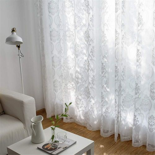  WPKIRA European Embroidered Floral Sheer Curtains Half Shading Screens Rod Pocket Sheer Curtains Bedroom Window Curtain Drapes Room Divider Tulle Sheer 1 Panel W75 x L96 inch