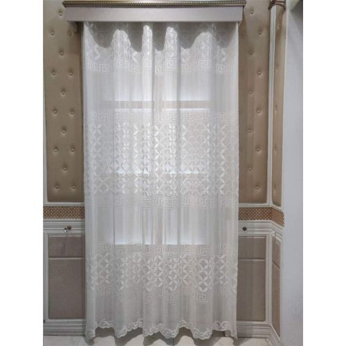  WPKIRA European Embroidered Floral Sheer Curtains Half Shading Screens Rod Pocket Sheer Curtains Bedroom Window Curtain Drapes Room Divider Tulle Sheer 1 Panel W75 x L96 inch