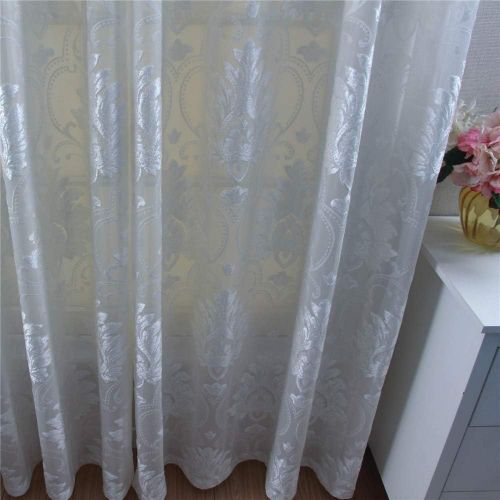  WPKIRA European Embroidered Floral Sheer Curtains Half Shading Screens Rod Pocket Sheer Curtains Bedroom Window Curtain Drapes Room Divider Tulle Sheer 1 Panel W75 x L96 inch