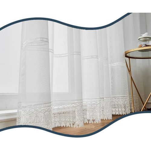  WPKIRA European Embroidered Floral Sheer Curtains Half Shading Screens Rod Pocket Sheer Curtains Bedroom Window Curtain Drapes Room Divider Tulle Sheer 1 Panel W75 x L96 inch