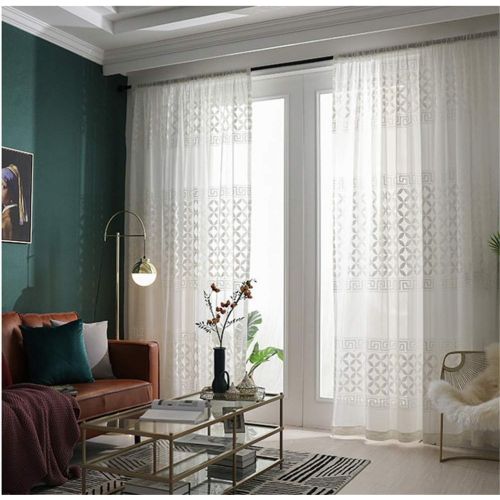  WPKIRA European Embroidered Floral Sheer Curtains Half Shading Screens Rod Pocket Sheer Curtains Bedroom Window Curtain Drapes Room Divider Tulle Sheer 1 Panel W75 x L96 inch