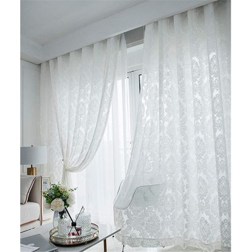  WPKIRA European Embroidered Floral Sheer Curtains Half Shading Screens Rod Pocket Sheer Curtains Bedroom Window Curtain Drapes Room Divider Tulle Sheer 1 Panel W75 x L96 inch