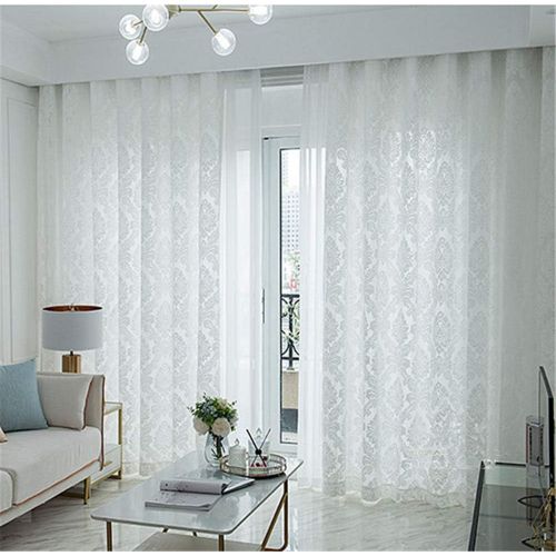  WPKIRA European Embroidered Floral Sheer Curtains Half Shading Screens Rod Pocket Sheer Curtains Bedroom Window Curtain Drapes Room Divider Tulle Sheer 1 Panel W75 x L96 inch