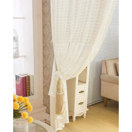  WPKIRA European Embroidered Floral Sheer Curtains Half Shading Screens Rod Pocket Sheer Curtains Bedroom Window Curtain Drapes Room Divider Tulle Sheer 1 Panel W75 x L96 inch