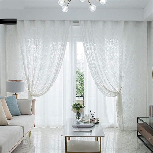  WPKIRA European Embroidered Floral Sheer Curtains Half Shading Screens Rod Pocket Sheer Curtains Bedroom Window Curtain Drapes Room Divider Tulle Sheer 1 Panel W75 x L96 inch