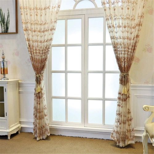  WPKIRA European Embroidered Floral Sheer Curtains Half Shading Screens Rod Pocket Sheer Curtains Bedroom Window Curtain Drapes Room Divider Tulle Sheer 1 Panel W75 x L96 inch