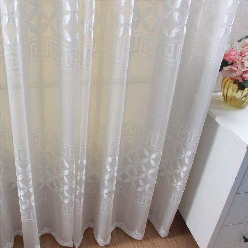  WPKIRA European Embroidered Floral Sheer Curtains Half Shading Screens Rod Pocket Sheer Curtains Bedroom Window Curtain Drapes Room Divider Tulle Sheer 1 Panel W75 x L96 inch