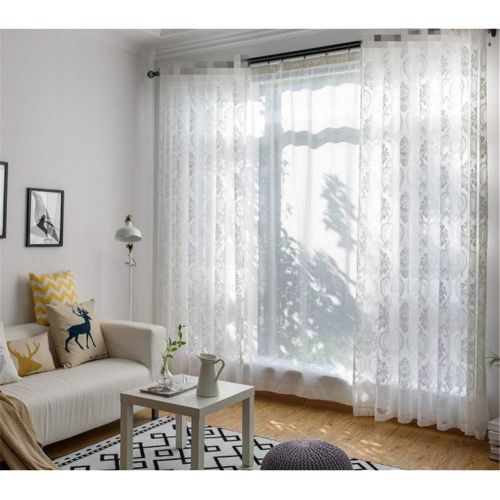  WPKIRA European Embroidered Floral Sheer Curtains Half Shading Screens Rod Pocket Sheer Curtains Bedroom Window Curtain Drapes Room Divider Tulle Sheer 1 Panel W75 x L96 inch