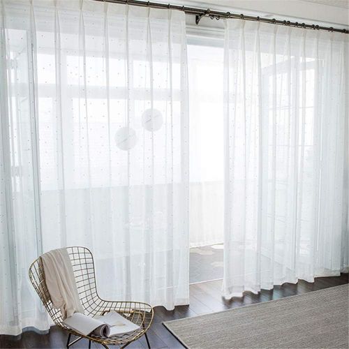  WPKIRA European Embroidered Floral Sheer Curtains Half Shading Screens Rod Pocket Sheer Curtains Bedroom Window Curtain Drapes Room Divider Tulle Sheer 1 Panel W75 x L96 inch