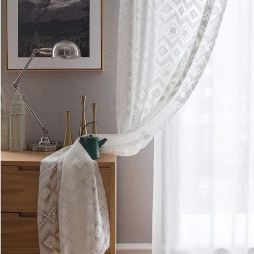  WPKIRA European Embroidered Floral Sheer Curtains Half Shading Screens Rod Pocket Sheer Curtains Bedroom Window Curtain Drapes Room Divider Tulle Sheer 1 Panel W75 x L96 inch