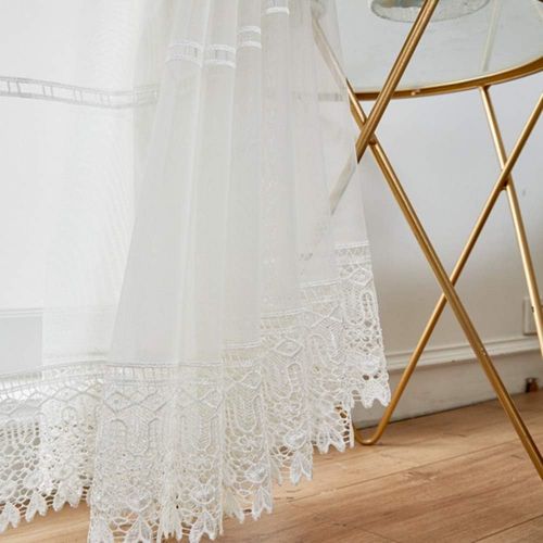  WPKIRA European Embroidered Floral Sheer Curtains Half Shading Screens Rod Pocket Sheer Curtains Bedroom Window Curtain Drapes Room Divider Tulle Sheer 1 Panel W75 x L96 inch