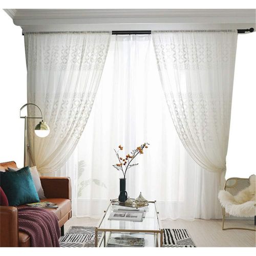  WPKIRA European Embroidered Floral Sheer Curtains Half Shading Screens Rod Pocket Sheer Curtains Bedroom Window Curtain Drapes Room Divider Tulle Sheer 1 Panel W75 x L96 inch