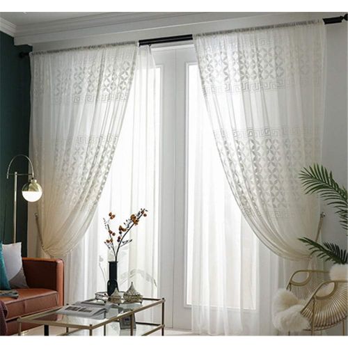  WPKIRA European Embroidered Floral Sheer Curtains Half Shading Screens Rod Pocket Sheer Curtains Bedroom Window Curtain Drapes Room Divider Tulle Sheer 1 Panel W75 x L96 inch