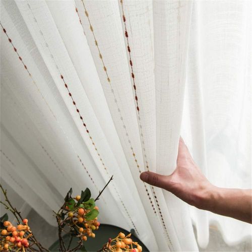  WPKIRA European Embroidered Floral Sheer Curtains Half Shading Screens Rod Pocket Sheer Curtains Bedroom Window Curtain Drapes Room Divider Tulle Sheer 1 Panel W75 x L96 inch