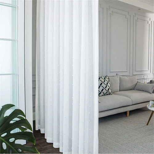  WPKIRA European Embroidered Floral Sheer Curtains Half Shading Screens Rod Pocket Sheer Curtains Bedroom Window Curtain Drapes Room Divider Tulle Sheer 1 Panel W75 x L96 inch