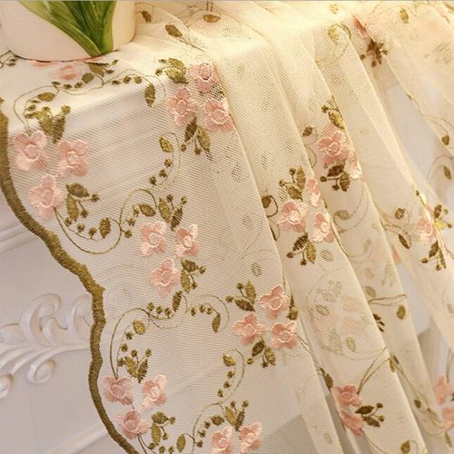  WPKIRA European Embroidered Floral Sheer Curtains Half Shading Screens Rod Pocket Sheer Curtains Bedroom Window Curtain Drapes Room Divider Tulle Sheer 1 Panel W75 x L96 inch