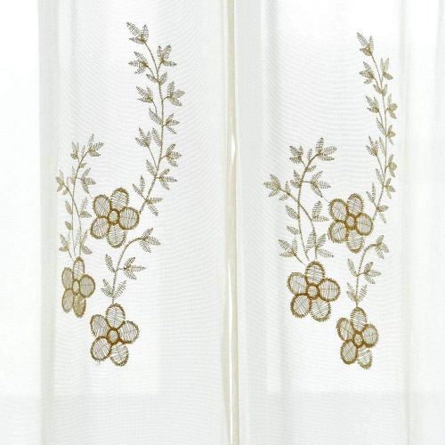  WPKIRA European Embroidered Floral Sheer Curtains Half Shading Screens Rod Pocket Sheer Curtains Bedroom Window Curtain Drapes Room Divider Tulle Sheer 1 Panel W75 x L96 inch