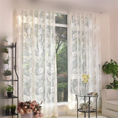  WPKIRA European Embroidered Floral Sheer Curtains Half Shading Screens Rod Pocket Sheer Curtains Bedroom Window Curtain Drapes Room Divider Tulle Sheer 1 Panel W75 x L96 inch