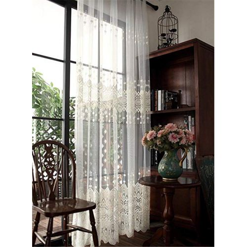  WPKIRA European Embroidered Floral Sheer Curtains Half Shading Screens Rod Pocket Sheer Curtains Bedroom Window Curtain Drapes Room Divider Tulle Sheer 1 Panel W75 x L96 inch