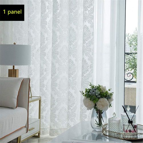  WPKIRA European Embroidered Floral Sheer Curtains Half Shading Screens Rod Pocket Sheer Curtains Bedroom Window Curtain Drapes Room Divider Tulle Sheer 1 Panel W75 x L96 inch