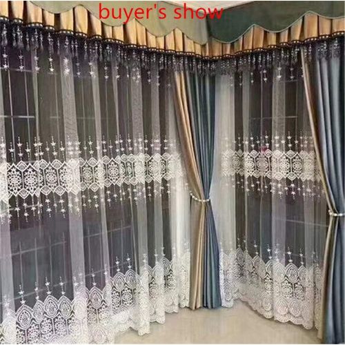  WPKIRA European Embroidered Floral Sheer Curtains Half Shading Screens Rod Pocket Sheer Curtains Bedroom Window Curtain Drapes Room Divider Tulle Sheer 1 Panel W75 x L96 inch