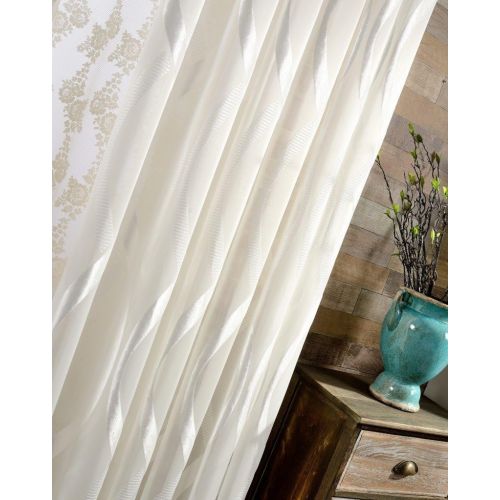  WPKIRA European Embroidered Floral Sheer Curtains Half Shading Screens Rod Pocket Sheer Curtains Bedroom Window Curtain Drapes Room Divider Tulle Sheer 1 Panel W75 x L96 inch