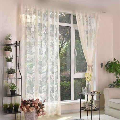  WPKIRA European Embroidered Floral Sheer Curtains Half Shading Screens Rod Pocket Sheer Curtains Bedroom Window Curtain Drapes Room Divider Tulle Sheer 1 Panel W75 x L96 inch