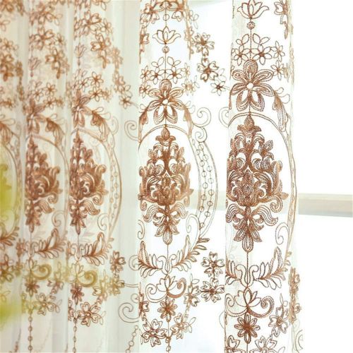  WPKIRA European Embroidered Floral Sheer Curtains Half Shading Screens Rod Pocket Sheer Curtains Bedroom Window Curtain Drapes Room Divider Tulle Sheer 1 Panel W75 x L96 inch