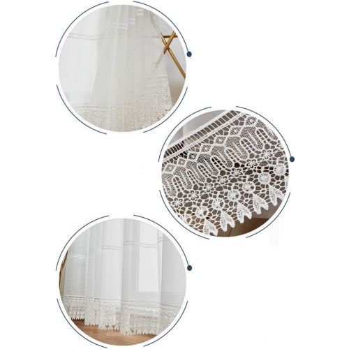  WPKIRA European Embroidered Floral Sheer Curtains Half Shading Screens Rod Pocket Sheer Curtains Bedroom Window Curtain Drapes Room Divider Tulle Sheer 1 Panel W75 x L96 inch