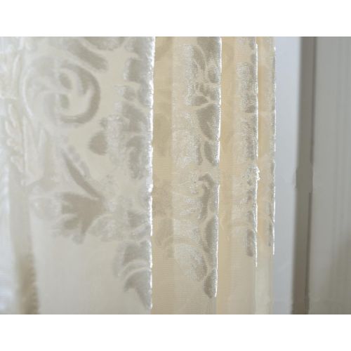  WPKIRA European Embroidered Floral Sheer Curtains Half Shading Screens Rod Pocket Sheer Curtains Bedroom Window Curtain Drapes Room Divider Tulle Sheer 1 Panel W75 x L96 inch