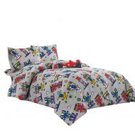 WPM WORLD PRODUCTS MART WPM Kids Collection Bedding 4 Piece Sport car Twin Size Comforter Set with Grey Sheet Pillow sham and red Race Car Toy Fun Sports Design (Race Me Cars, Twin Comforter)