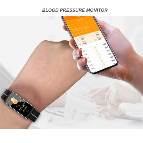  WRRAC-Monitore Fitness Tracker Bluetooth Schrittzahler mit Herzfrequenz-Schlafmonitor Wasserdichtes Smart-Armband Multi-Funktions-Kalorienzahler fuer iOS Android fuer Manner, Frauen, Kinder (Schwar
