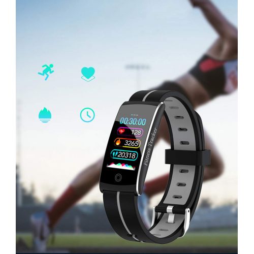  WRRAC-Monitore Fitness Tracker Bluetooth Schrittzahler mit Herzfrequenz-Schlafmonitor Wasserdichtes Smart-Armband Multi-Funktions-Kalorienzahler fuer iOS Android fuer Manner, Frauen, Kinder (Schwar