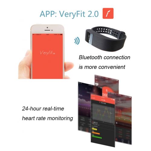  WRRAC-Monitors Smart Bracelet Fitness Calorie Step Counter with Heart Rate Monitor Sleep Monitor for Kids Men Women for Android 4.4 or iOS 7.1and Above Only(Orange, Purple,Black)