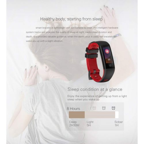  WRRAC-Monitors Multifunction Fitness Tracker Sport Smart Bracelet Calorie Step Counter with Heart Rate Monitor Sleep Monitor Pedometer Watch for Kids Men Women for Android or iOS (Red,Green)