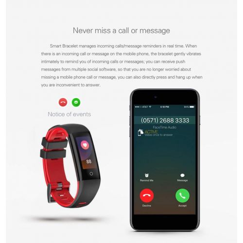  WRRAC-Monitors Multifunction Fitness Tracker Sport Smart Bracelet Calorie Step Counter with Heart Rate Monitor Sleep Monitor Pedometer Watch for Kids Men Women for Android or iOS (Red,Green)