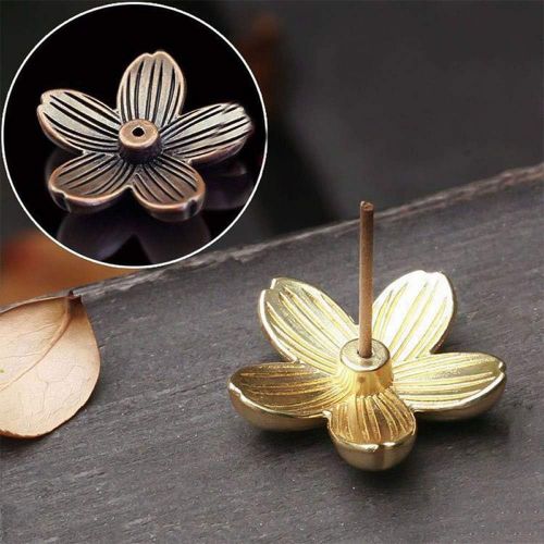  인센스스틱 WSERE 4 Pieces Mini Brass Incent Burner Holder Incense Stick Holder, 2 Gold 2 Silver Sakura Flower Shaped Stick Insence Holder Ash Catcher Tray for Meditation Prayer Yoga Teahouse