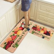 WSHINE Non-Slip Backing Fresh Fruits Kitchen Mat Rug Doormat Extrance Window Runner Area Mats, Set of 2
