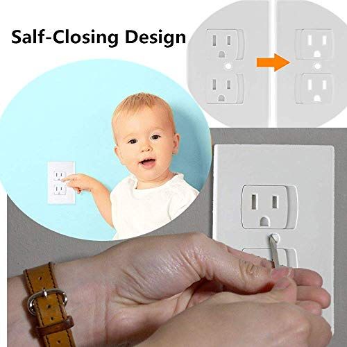  [아마존베스트]Baby Safety Electrical Outlet Cover - WSL Self-Closing Outlet Covers Babyproofing Covers for Baby, Toddler and Children Safety BPA-Free (24Pack)