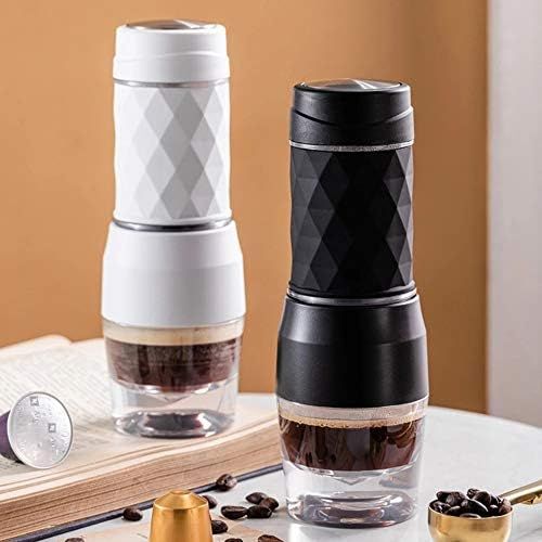  WSSBK Mini Hand Pressure Portable Capsules Coffee Machine Cooking Cup Manual Italian Espresso Maker Extraction Pot (Color : White)