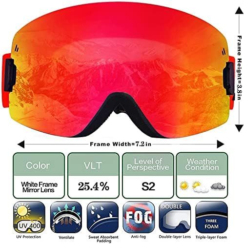  WSSBK Ski Goggles Double Layers Anti-Fog Ski Mask Glasses Skiing Men Women Snow Snowboard Goggles (Color : Red, Size : One Size)