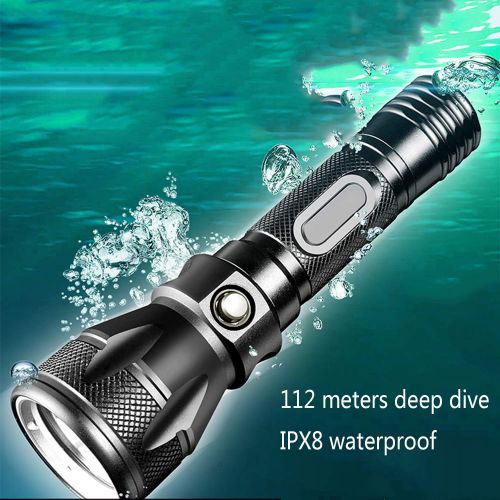  WSXX Dive Torch, Scuba Diving Flashlight, Diving Underwater 50M, Outdoor Glare L2 Waterproof Flashlight, LED Flashlight